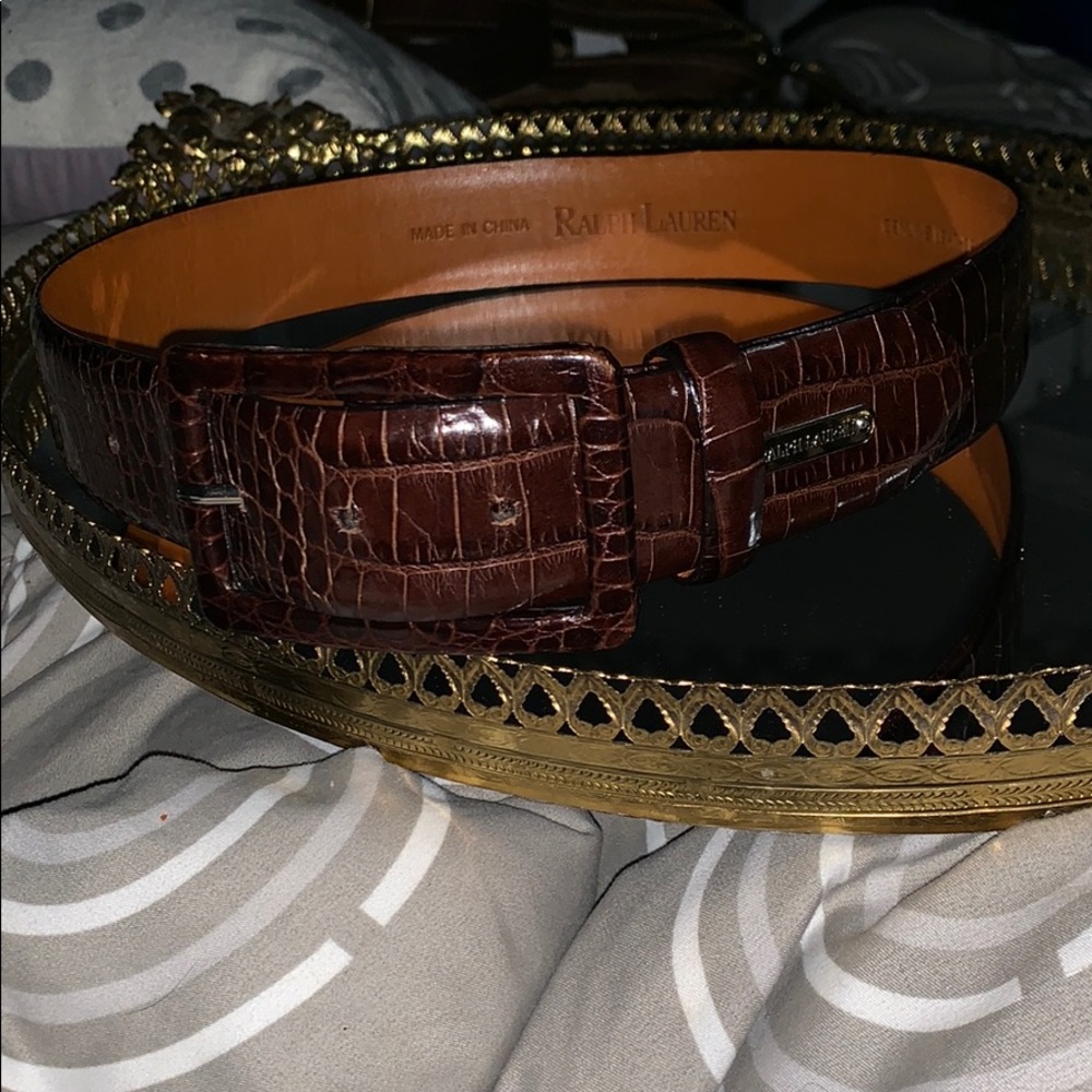 Ralph Lauren Brown Crocodile Leather Belt -